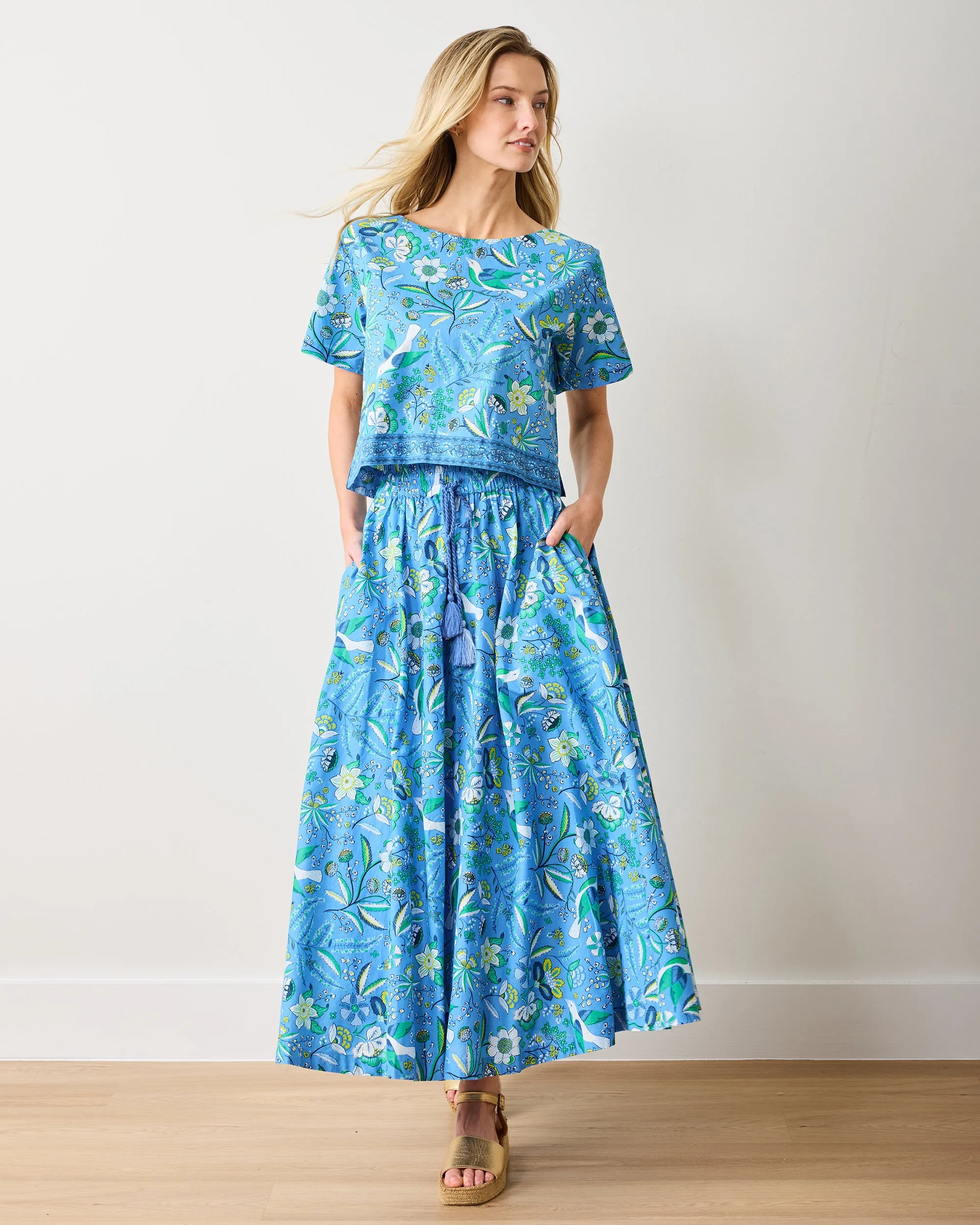 Painter's Garden - Carry On Cropped Top - Cobalt Blue