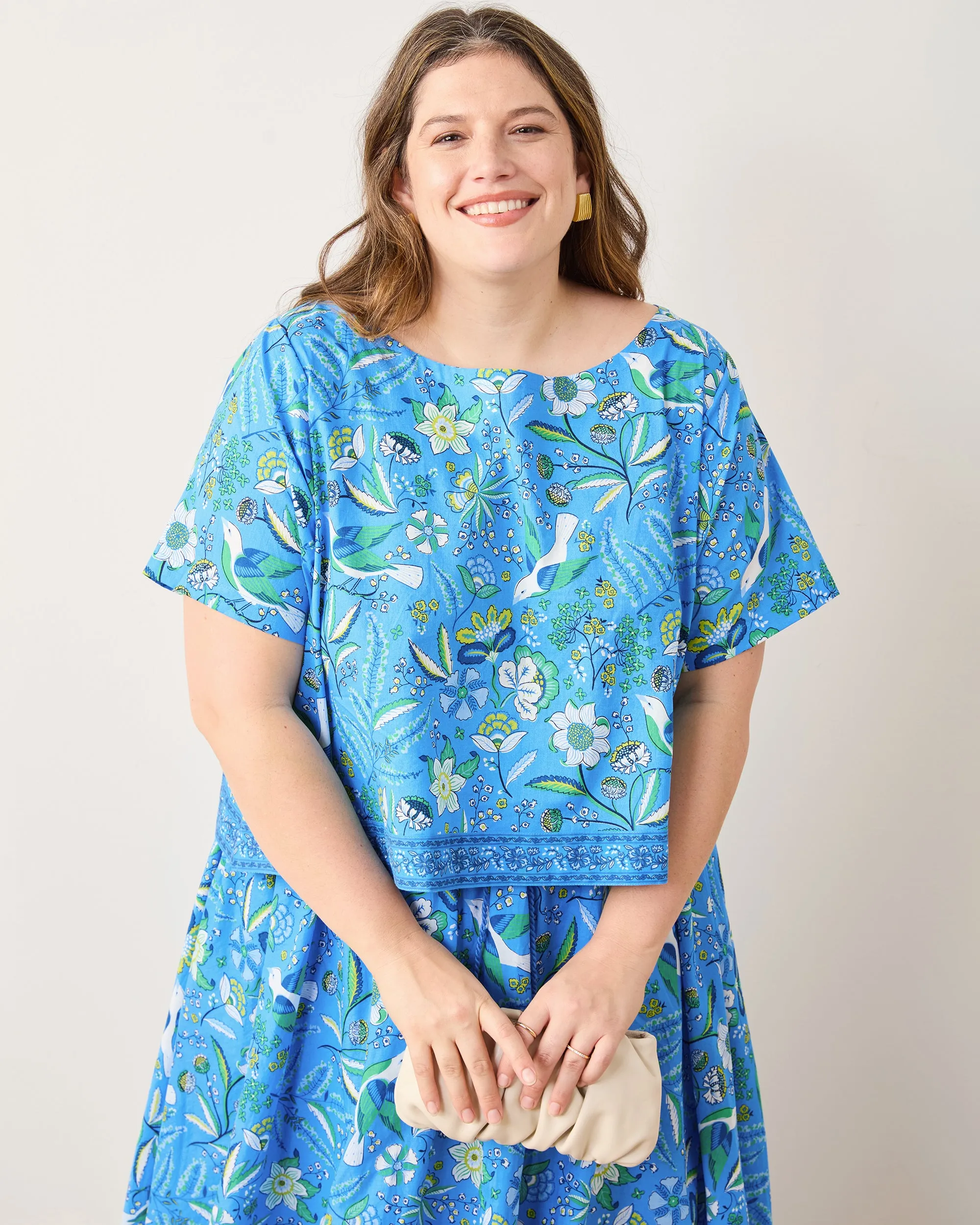 Painter's Garden - Carry On Cropped Top - Cobalt Blue