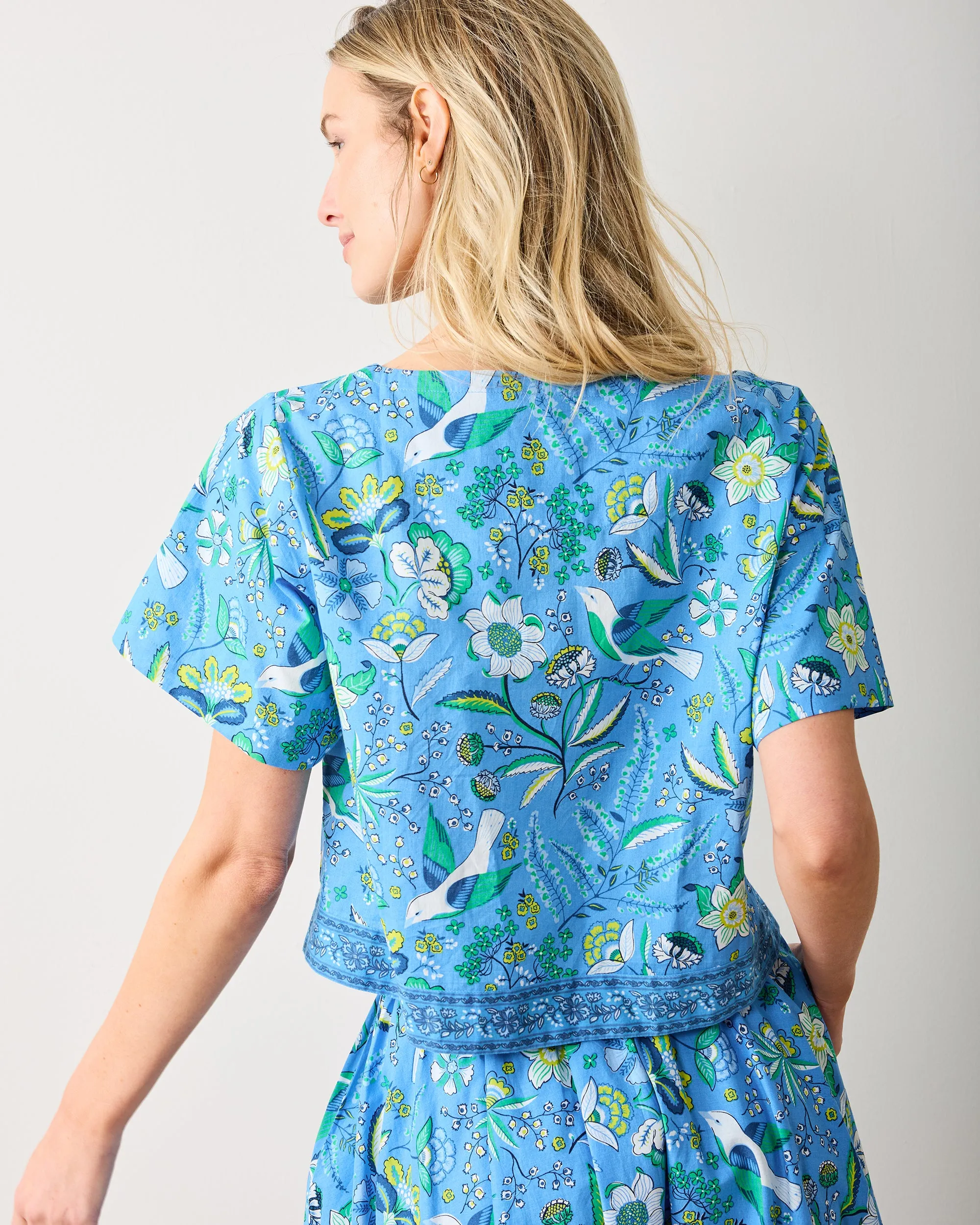 Painter's Garden - Carry On Cropped Top - Cobalt Blue