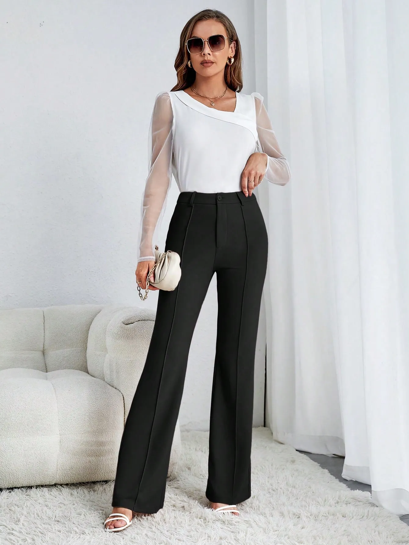 Pantalones de pierna acampanada Cherry Vibes para mujer