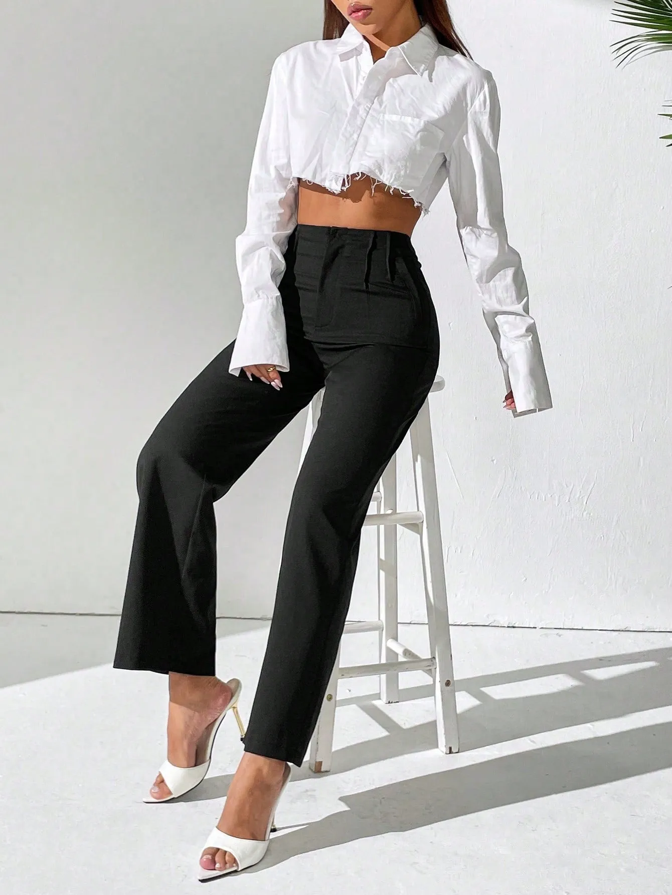 Pantalones rectos plisados para mujer en Cherry Vibes