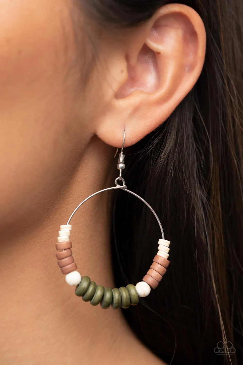 Paparazzi Earthy Esteem - Green Earrings