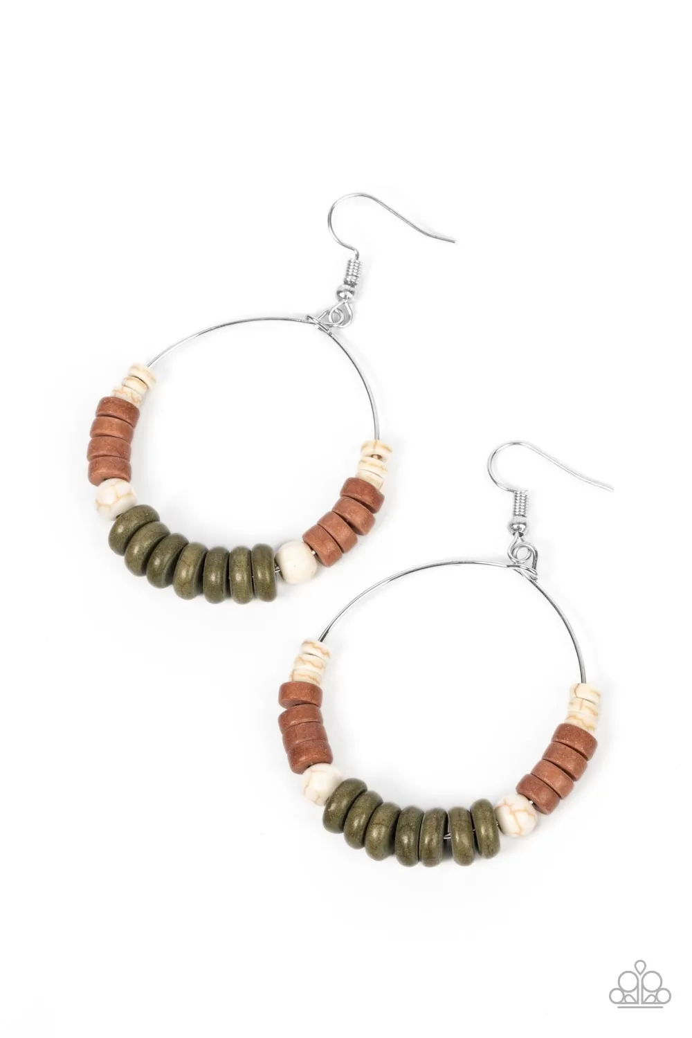 Paparazzi Earthy Esteem - Green Earrings