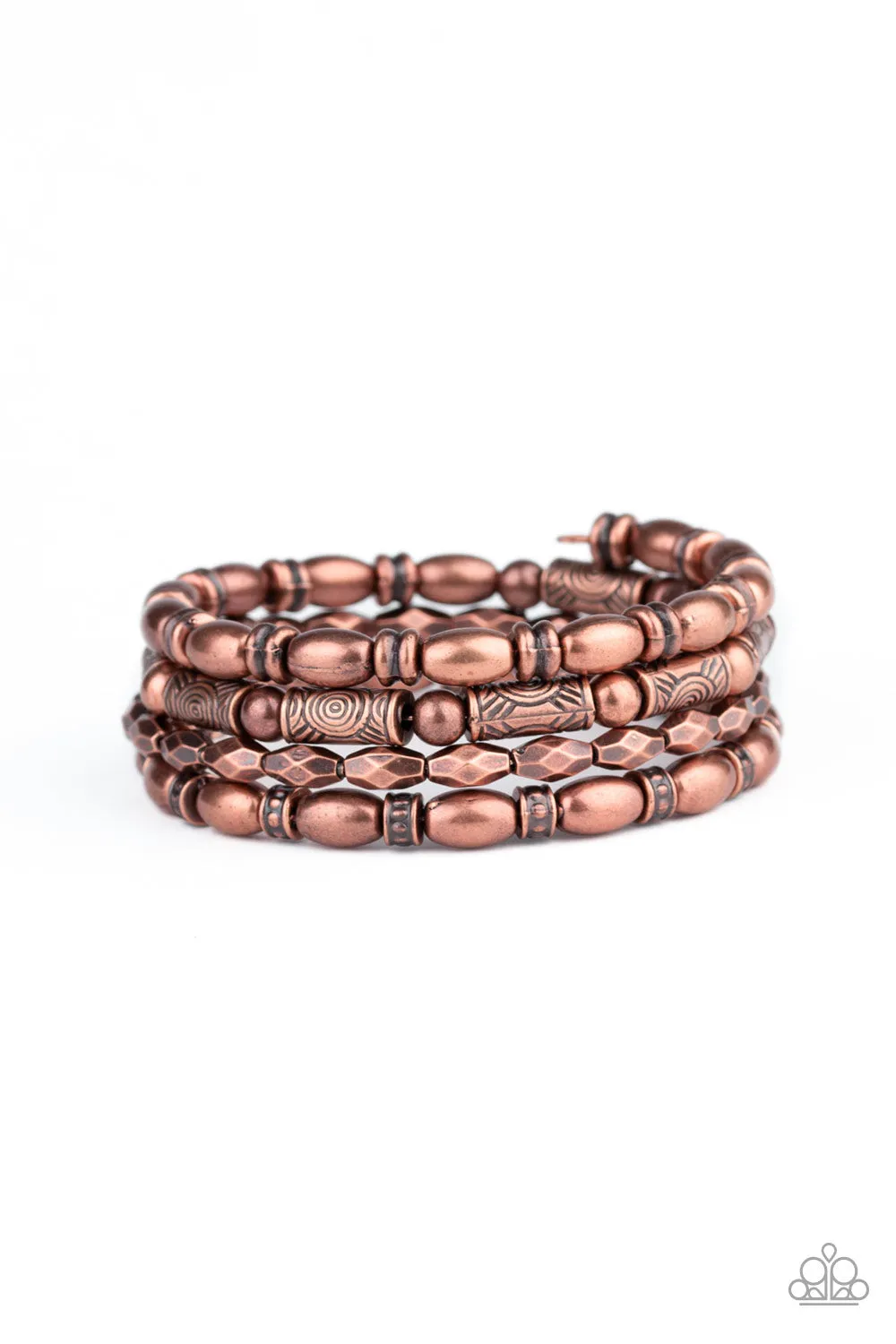 Paparazzi Texture Throwdown - Copper Coil Bracelet