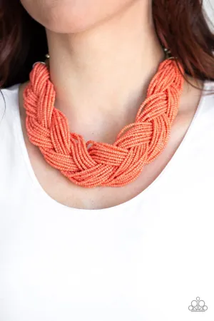 Paparazzi The Great Outback - Orange Seed Bead Necklace