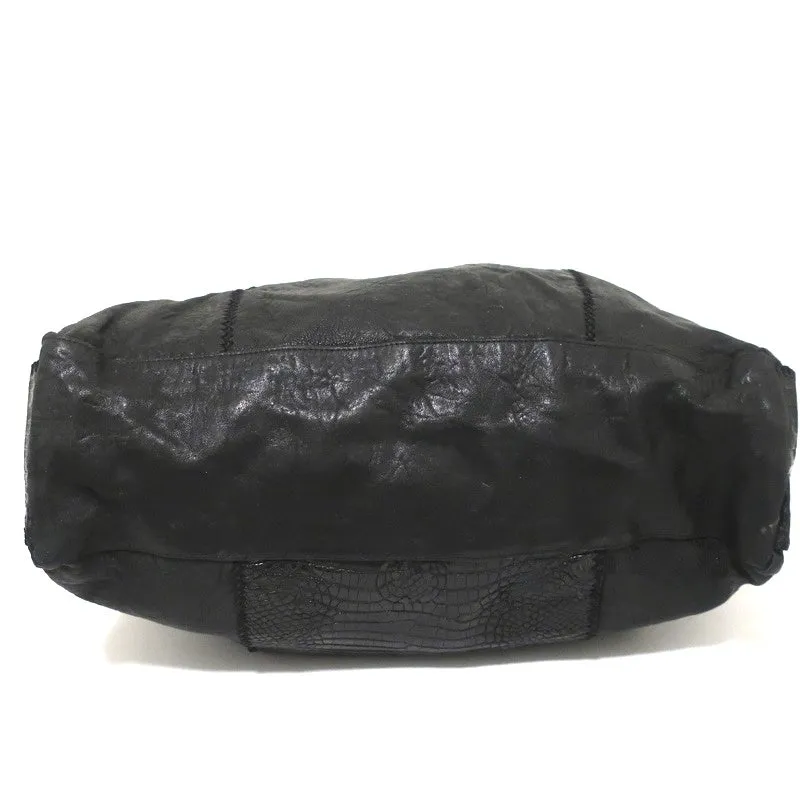 Parker Ochs POD Crocodile Hobo Black Extra Large Shoulder Bag