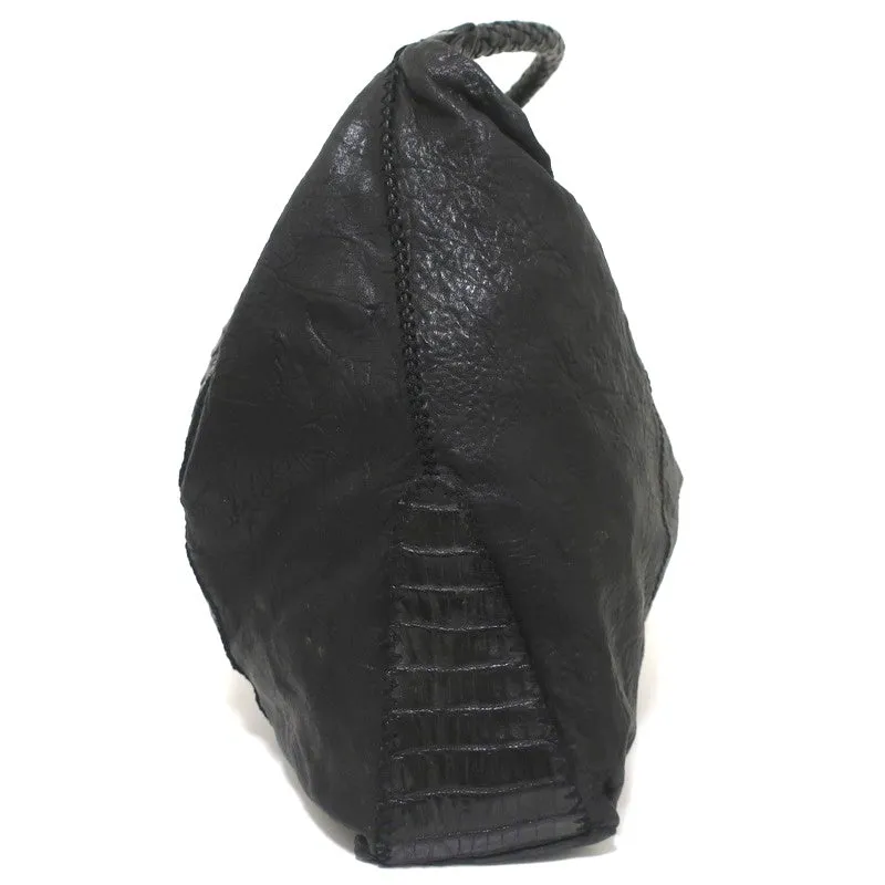 Parker Ochs POD Crocodile Hobo Black Extra Large Shoulder Bag