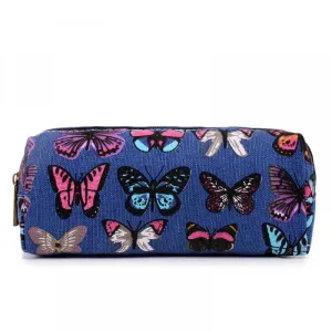 Pc-b - Miss Lulu Canvas Pencil Case Butterfly Navy