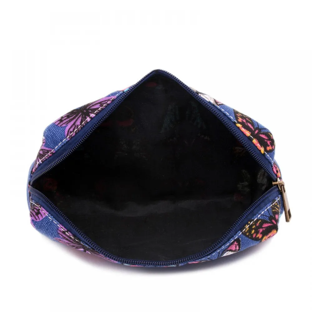 Pc-b - Miss Lulu Canvas Pencil Case Butterfly Navy