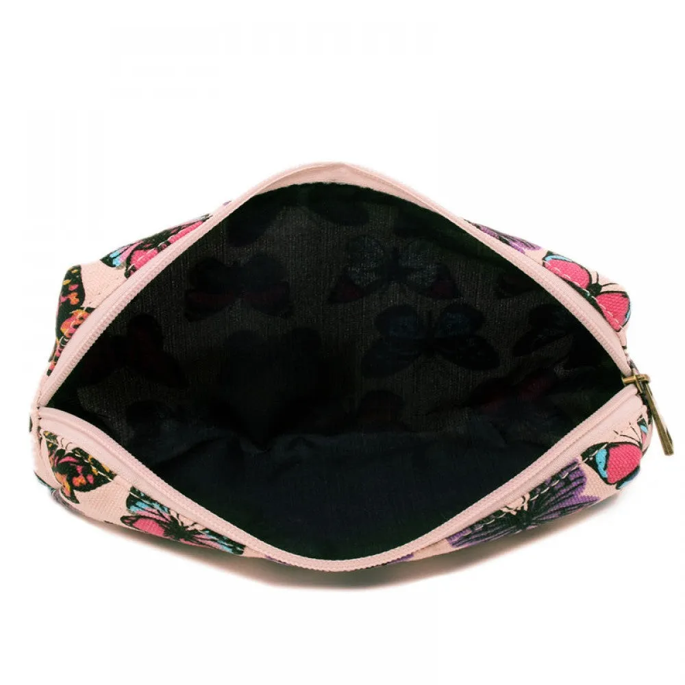 Pc-b - Miss Lulu Canvas Pencil Case Butterfly Pink