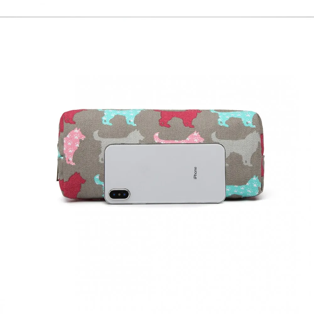 Pc - Miss Lulu Canvas Pencil Case Dog Grey