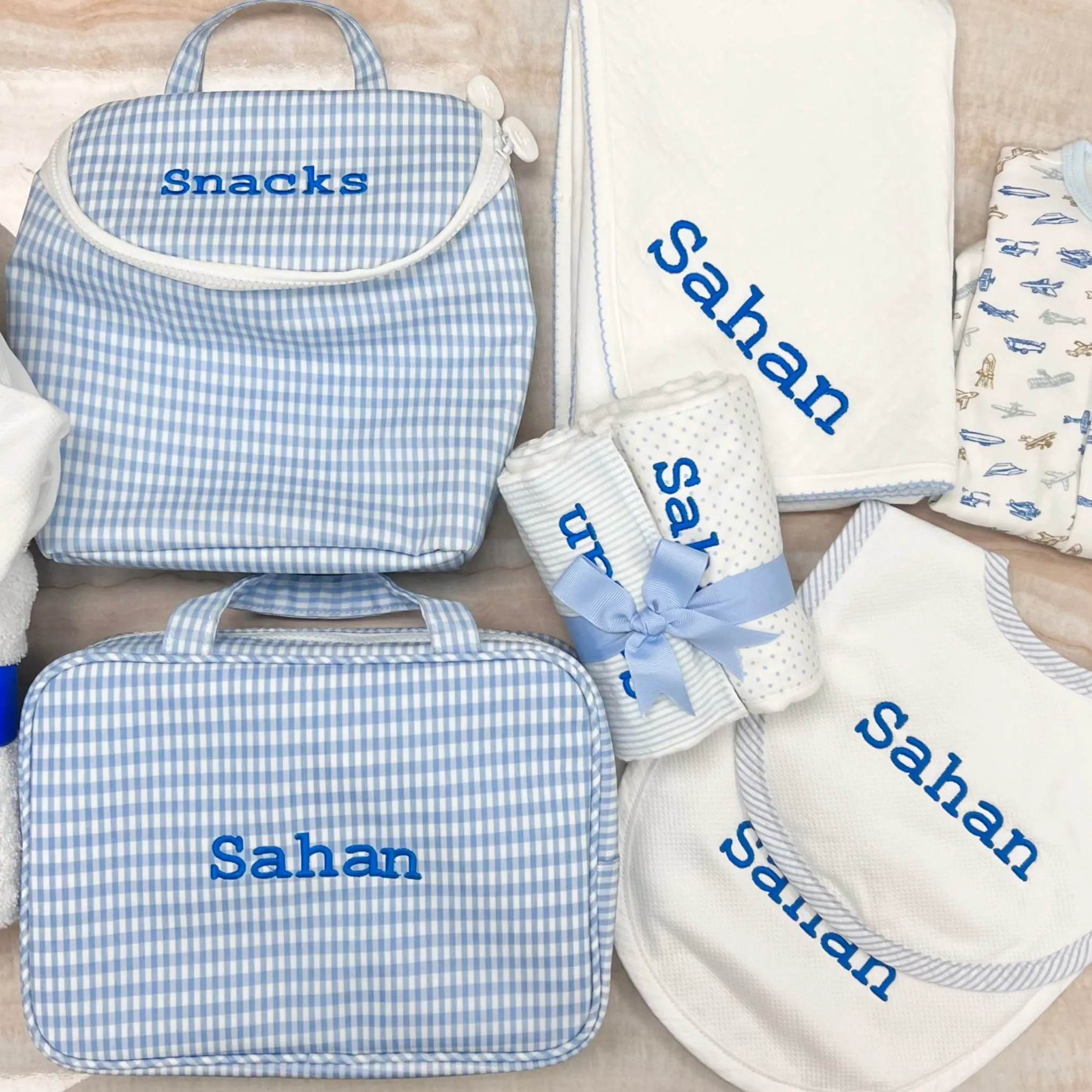 Personalized Nylon Mist Gingham Carry On