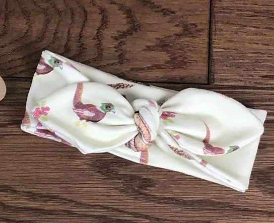 Pheasant top knot headband