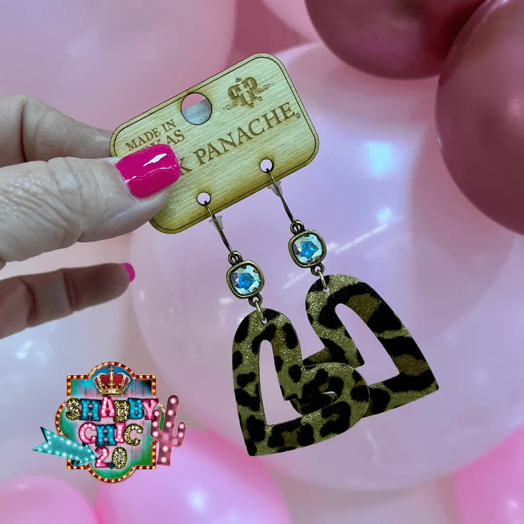 Pink Panache Leopard Heart Earrings