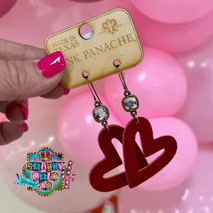 Pink Panache Red Heart Earrings
