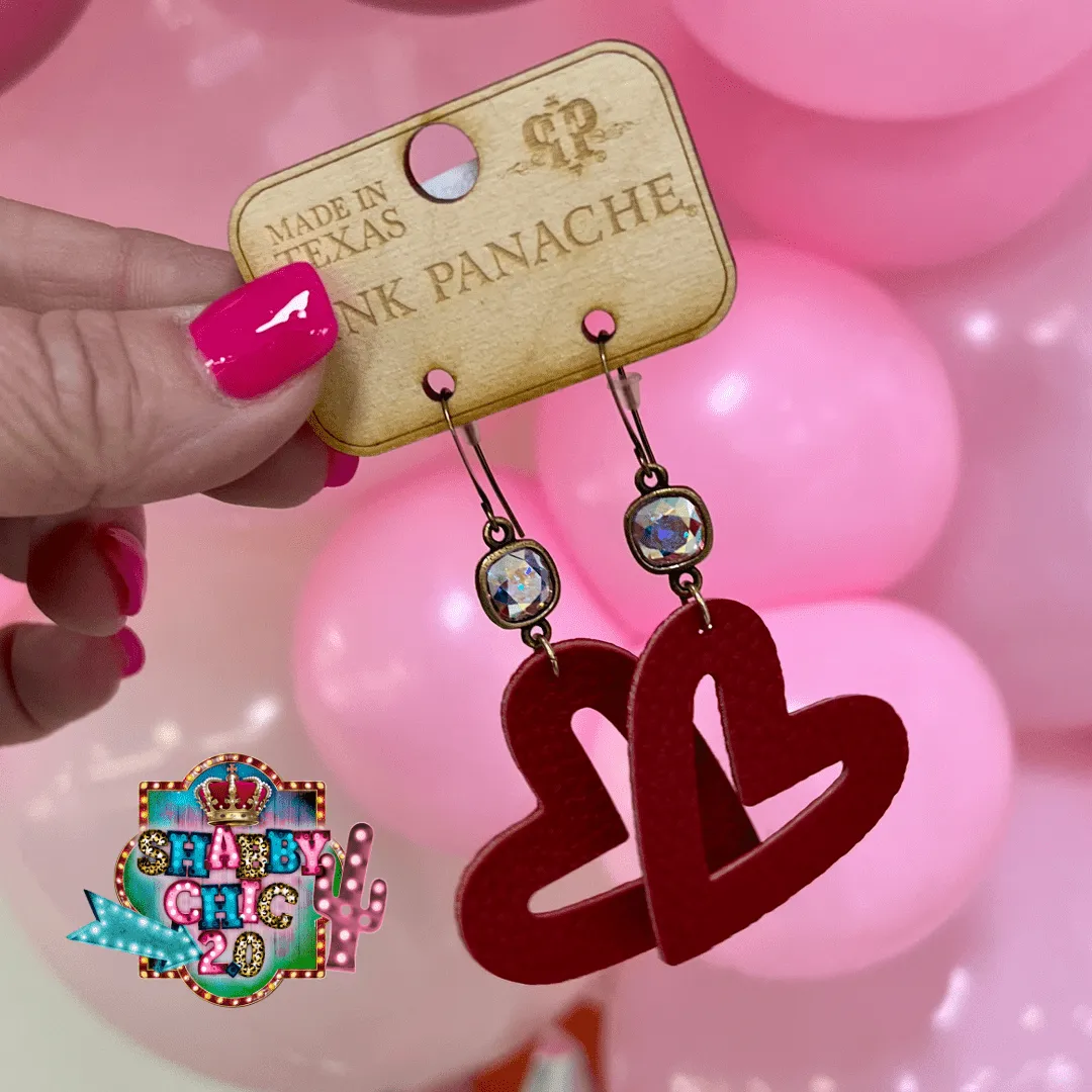 Pink Panache Red Heart Earrings