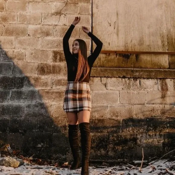 Plaid Mini Skirt High Waisted