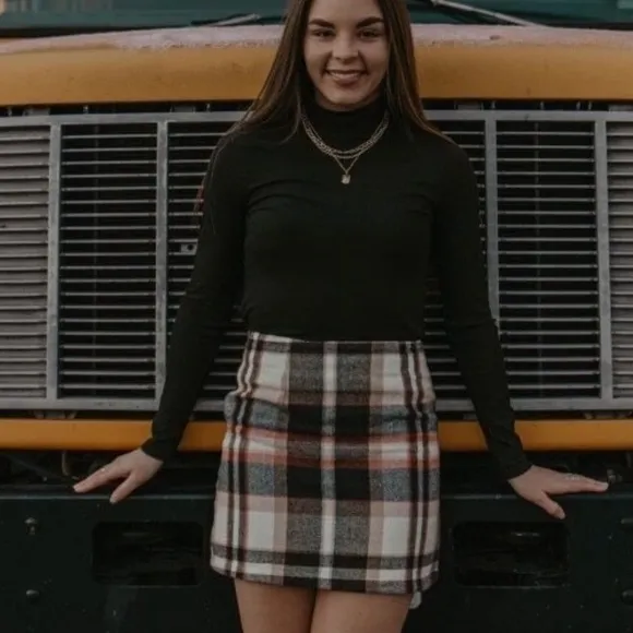 Plaid Mini Skirt High Waisted