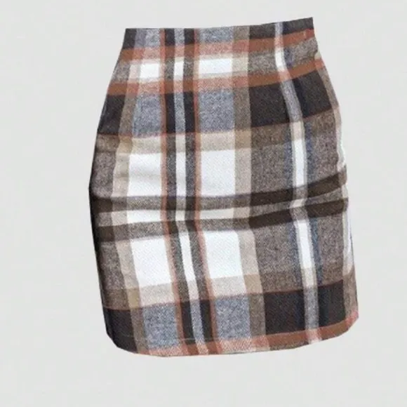 Plaid Mini Skirt High Waisted