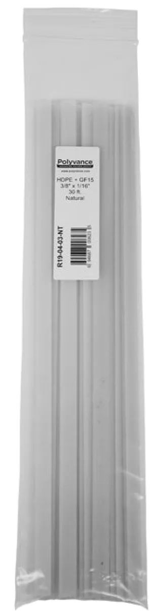 Polyvance R19-04-03-NT Natural HDPE   GF15 Plastic Welding Strips, 3/8"x1/16", 30'