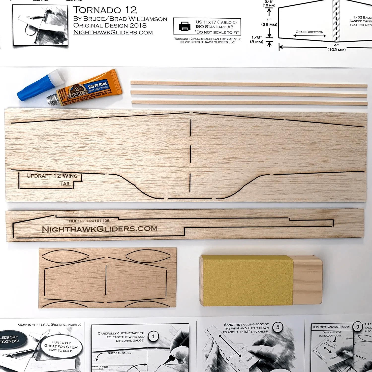 Powerup 4.0   Balsa Wood Kit - Smartphone Controlled Paper Airplane