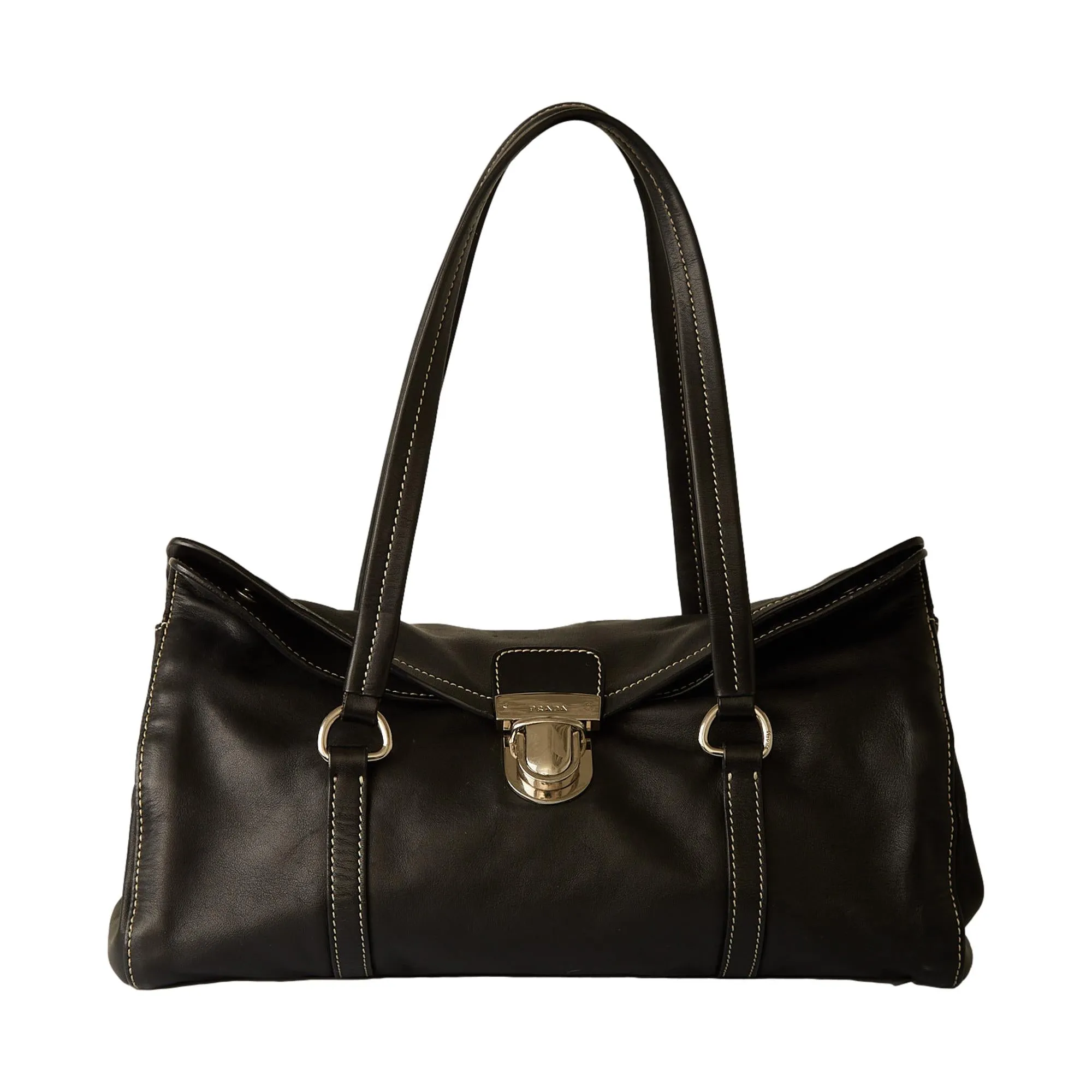 Prada Black Buckle Shoulder Bag