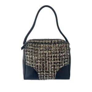 Prada Brown   Black Tweed Shoulder Bag