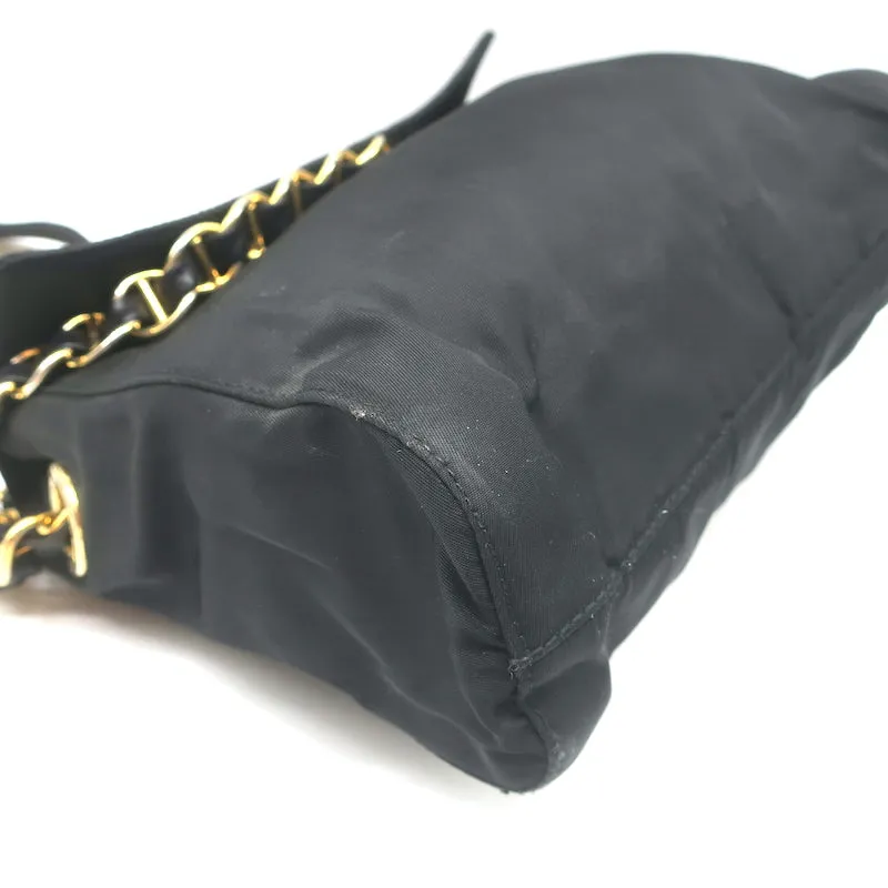 Prada Chain Strap Crossbody Small Flap Bag Black Nylon