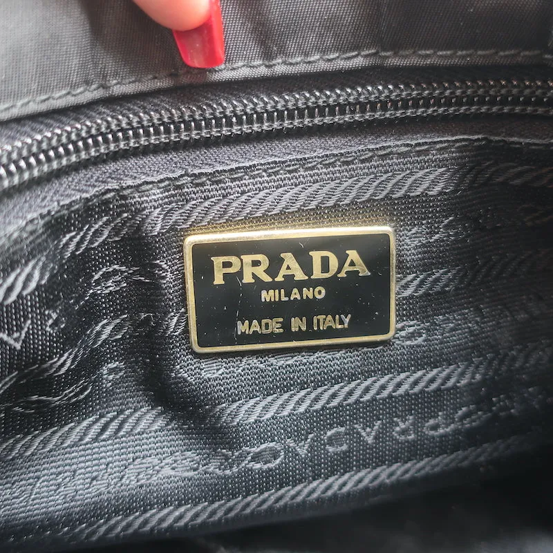 Prada Chain Strap Crossbody Small Flap Bag Black Nylon