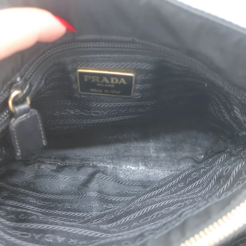 Prada Chain Strap Crossbody Small Flap Bag Black Nylon