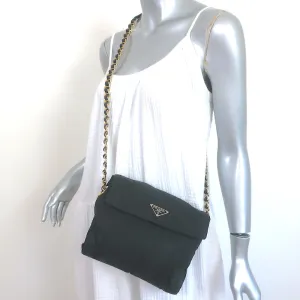 Prada Chain Strap Crossbody Small Flap Bag Black Nylon