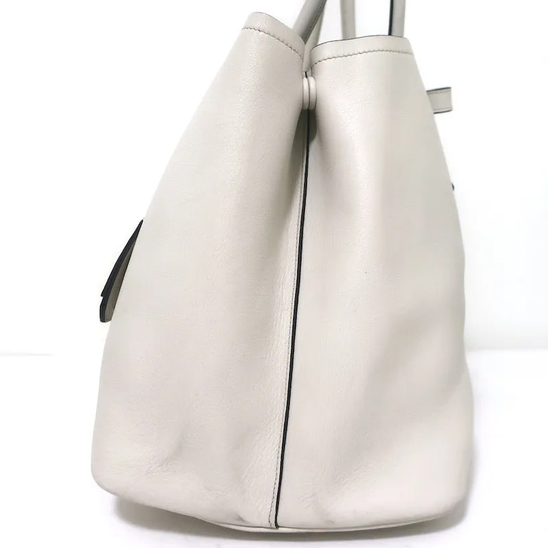 Prada Double Bag Cream Leather Large Tote