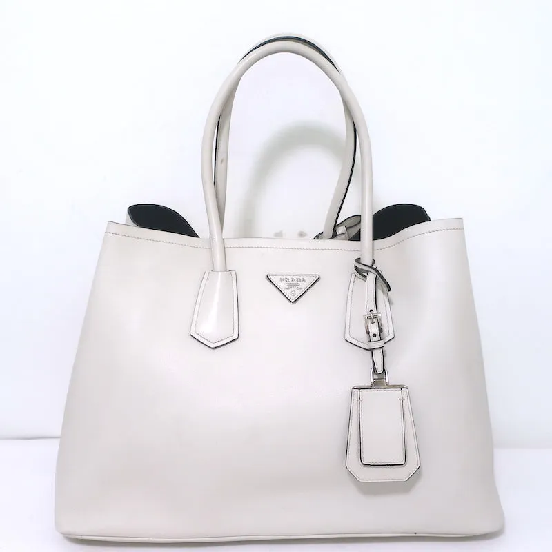 Prada Double Bag Cream Leather Large Tote