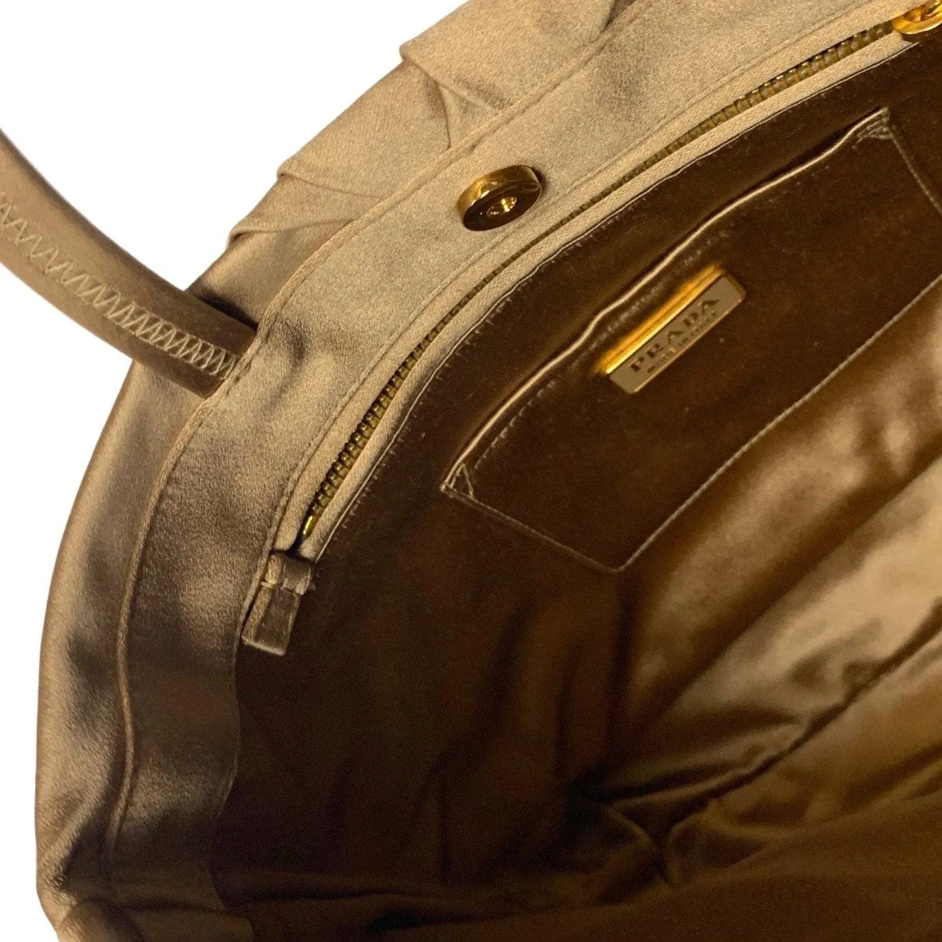 Prada Gold Satin Mini Top Handle Bag