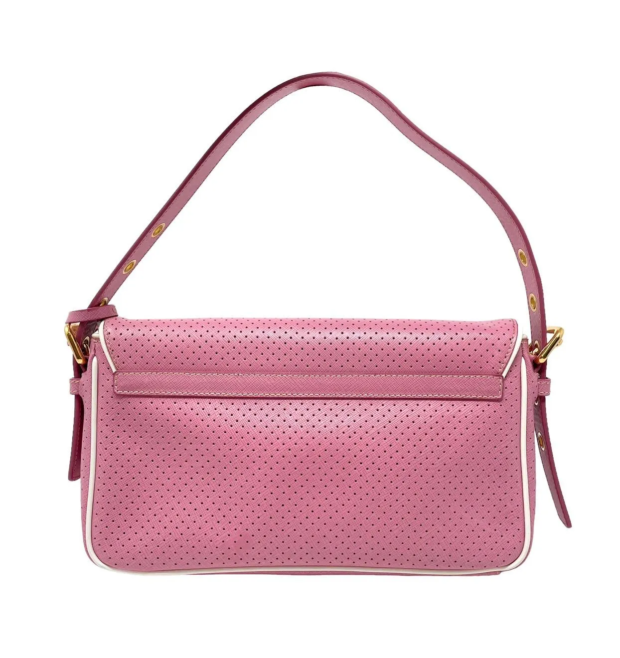 Prada Pink Perforated Leather Shoulder Bag