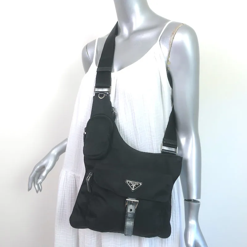 Prada Tessuto Nylon Asymmetric Crossbody Bag Black