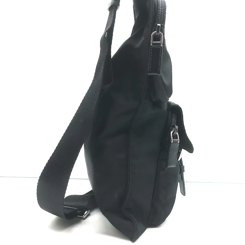 Prada Tessuto Nylon Asymmetric Crossbody Bag Black