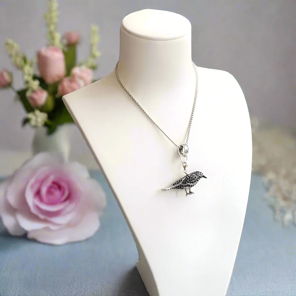 Punk Black Diamond Raven Pave Pendant