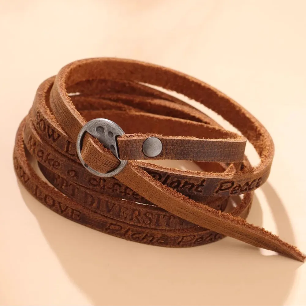 Punk Embossed Leather Bracelet