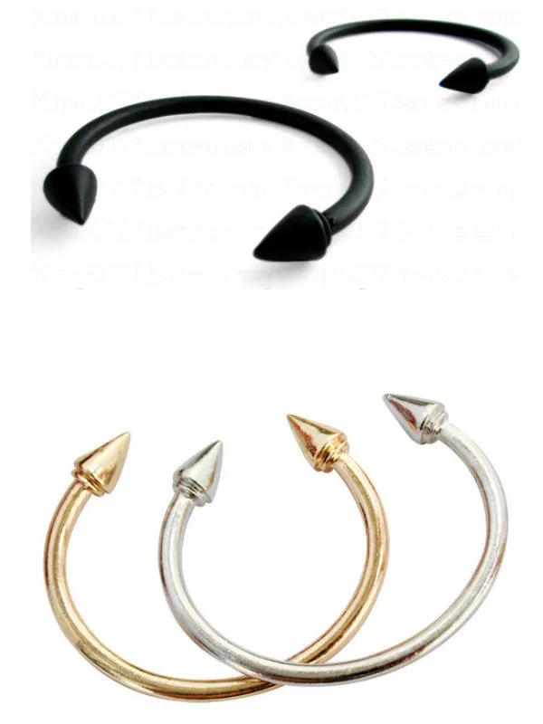 punk style two-headed spikes open bangle
