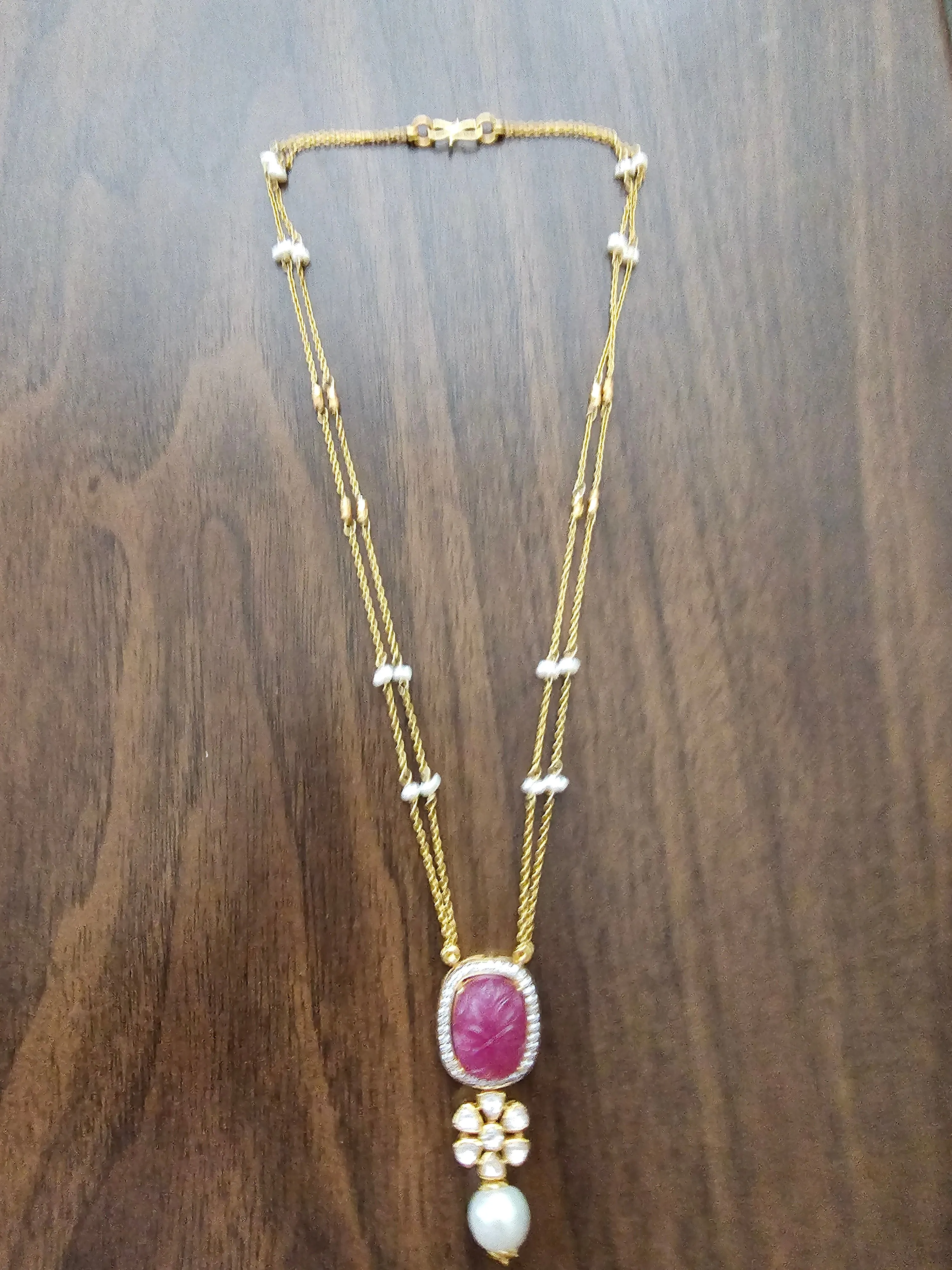 Pure 925 Silver Trendy Carved Jade Necklace