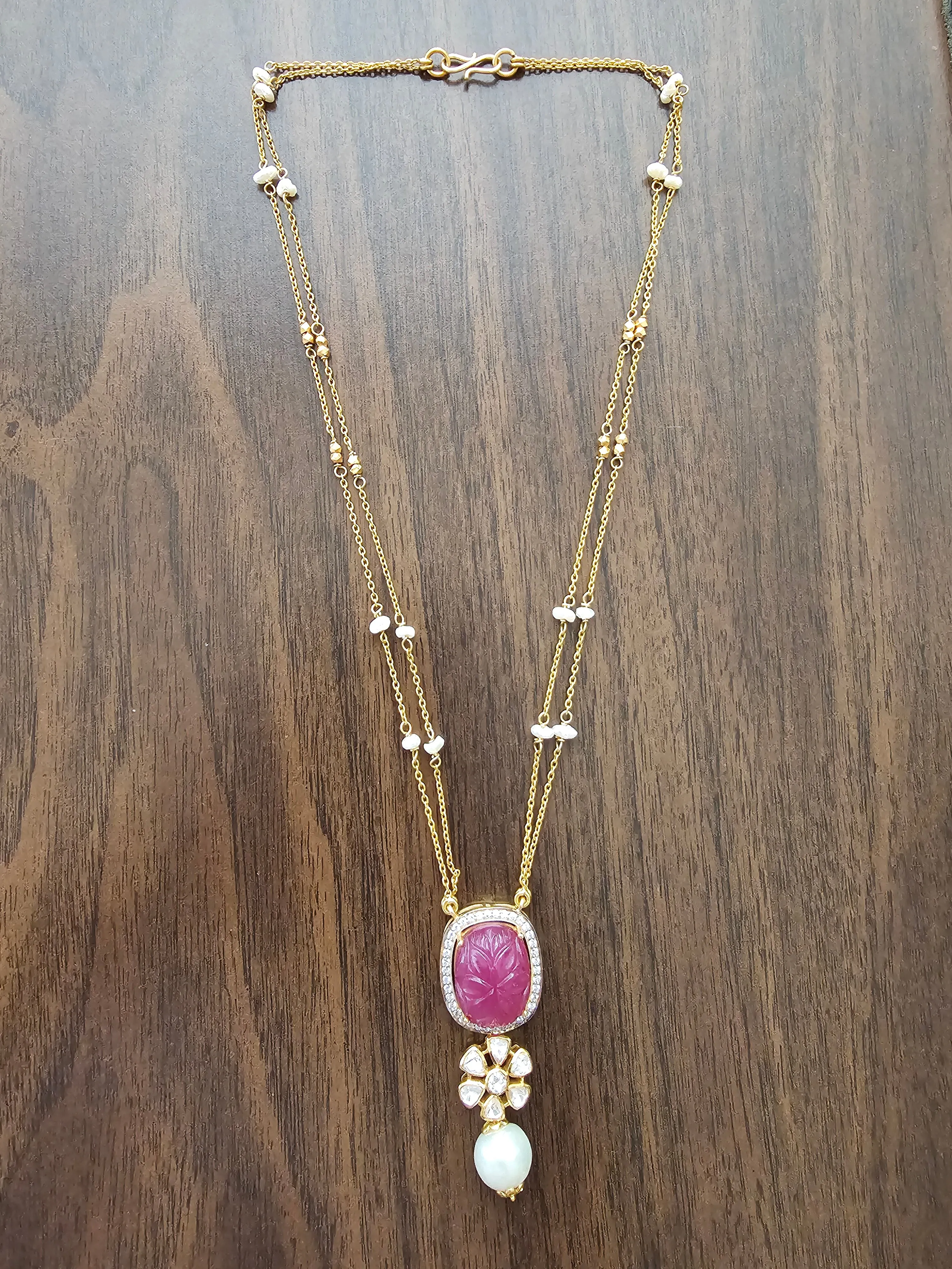 Pure 925 Silver Trendy Carved Jade Necklace