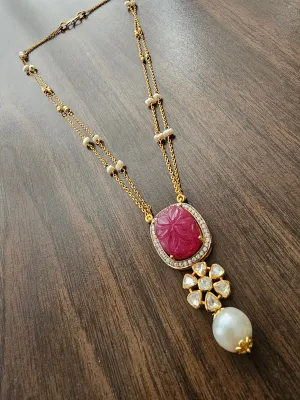 Pure 925 Silver Trendy Carved Jade Necklace