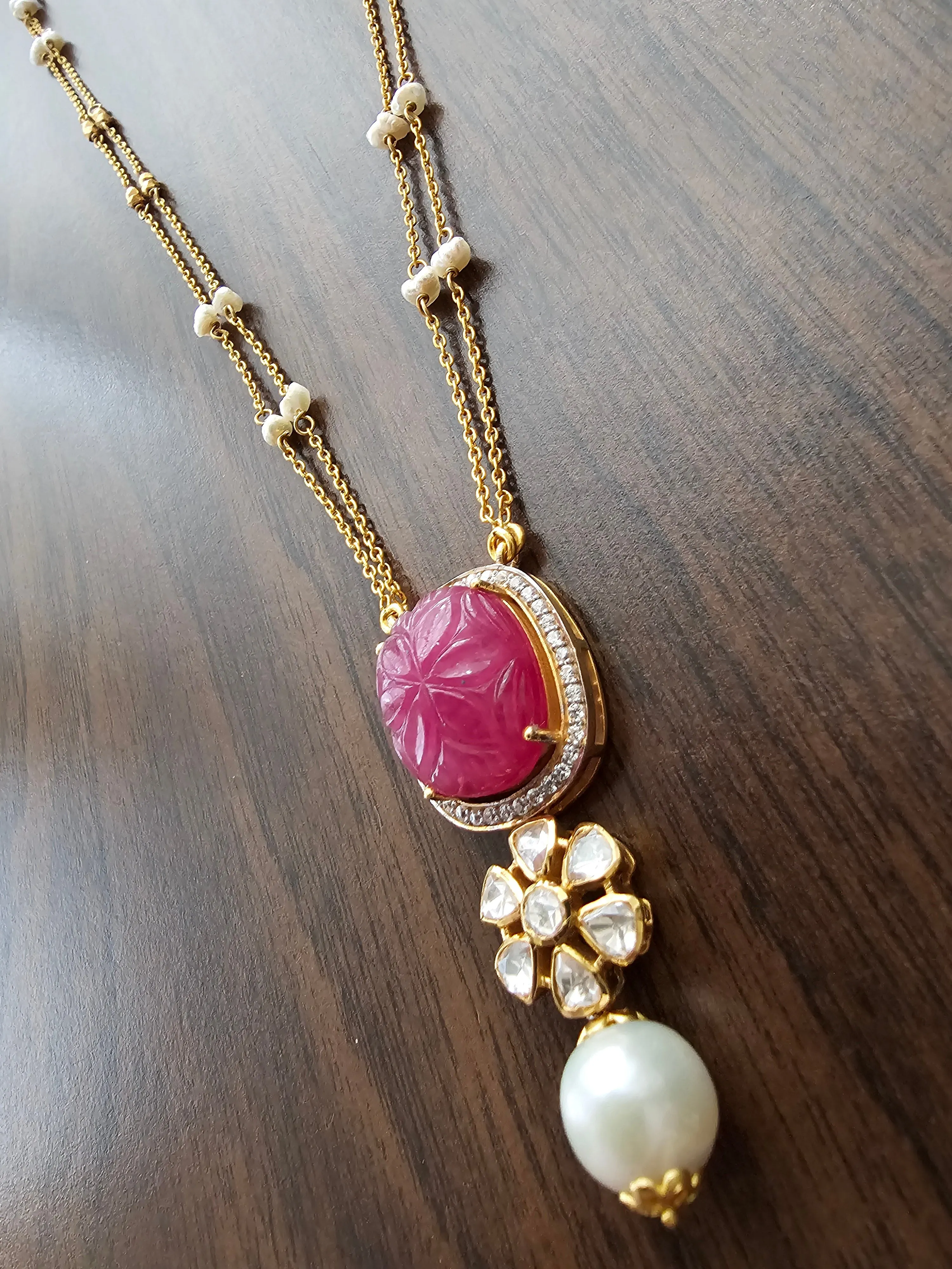Pure 925 Silver Trendy Carved Jade Necklace