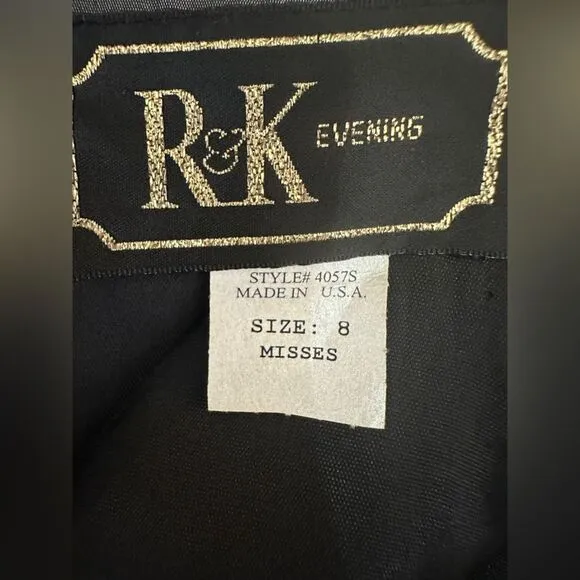 R &amp; K EVENING Elegant Grey Metallic Satin Skirt Size 8