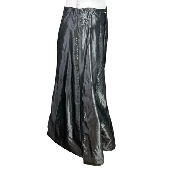 R &amp; K EVENING Elegant Grey Metallic Satin Skirt Size 8
