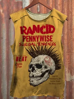 Rancid Skull Print Casual Tank Top