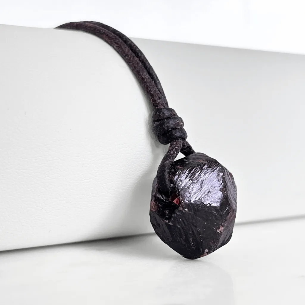 Raw Garnet OOAK Gemstone Pendant Necklace - Earthy Elegance