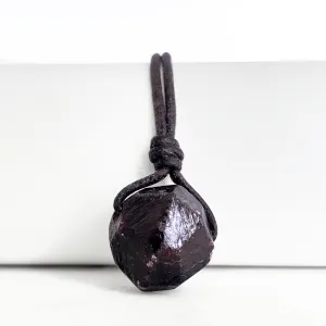 Raw Garnet OOAK Gemstone Pendant Necklace - Earthy Elegance