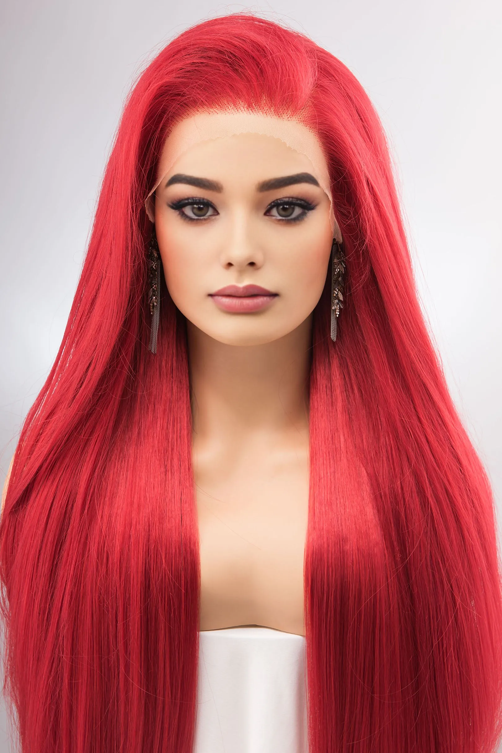 Red Straight Lace Front Synthetic Wig Aitana